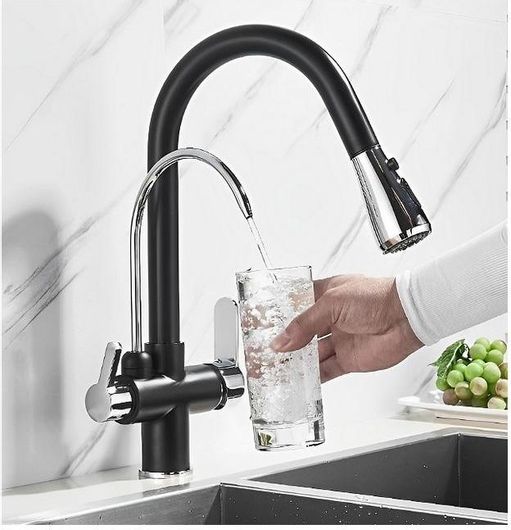 Μπαταρία Κουζίνας Τρίοδη Black-Chrome Bonken HT-1664