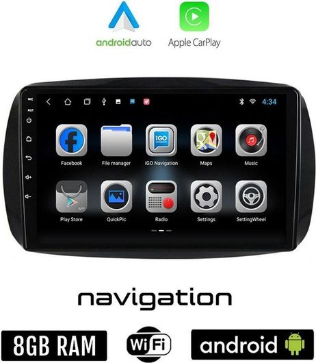 Ηχοσύστημα Αυτοκινήτου RAF-1499 για Smart 453 ForTwo 2016+ με Bluetooth / USB / WiFi / GPS & Οθόνη Αφής 9"