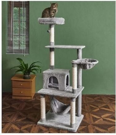 Ονυχοδρόμιο Γάτας Animal 5 Επιπέδων 60x48x170cm Γκρι