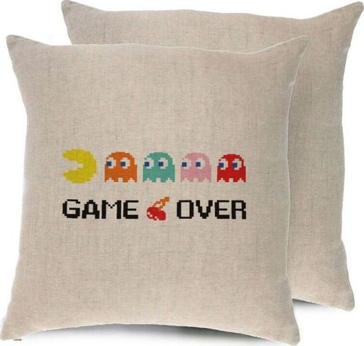 Διακοσμητικό Μαξιλάρι Καναπέ Koupakoupa GAME OVER pac-man Λινό 40x40cm