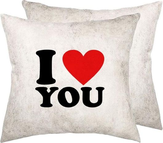 Διακοσμητικό Μαξιλάρι Καναπέ Koupakoupa I LOVE YOU Δερματίνη 40x40cm Γκρι