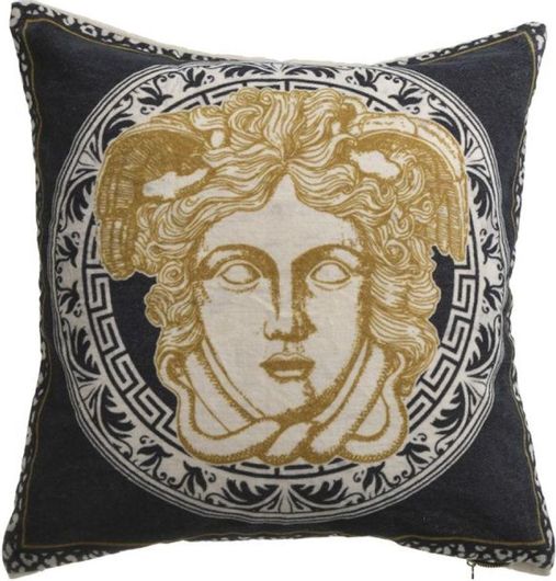 Διακοσμητικό Μαξιλάρι Inart 3-40-382-0017 Μέδουσα 45X45cm Λευκό / Μαύρο / Χρυσό