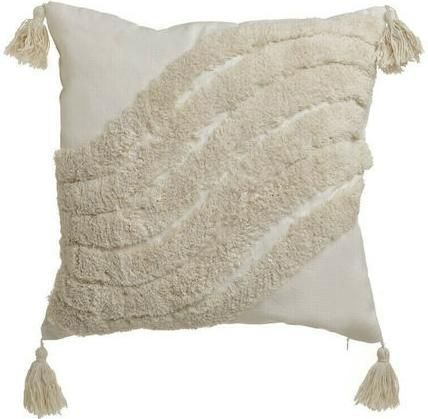 Διακοσμητικό Μαξιλάρι Inart 3-40-865-0267 Υφασμάτινο 45Χ45cm Λευκό / Μπεζ