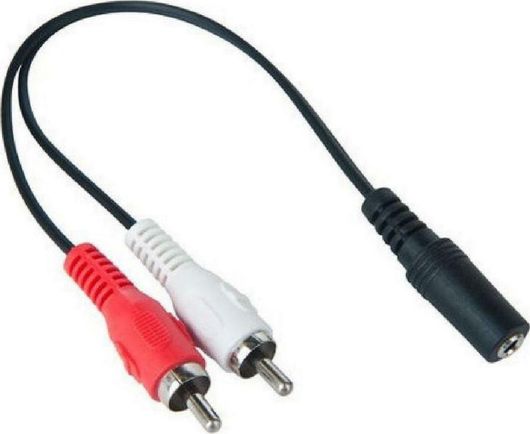 Καλώδιο Powertech CAB-R015 RCA male σε 3.5mm female 0.2m Μαύρο