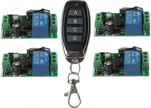 Τηλεχειριζόμενος Ασύρματος διακόπτης 433MHz 220V AC Χειριστήριο & 4 Δέκτες 1CH