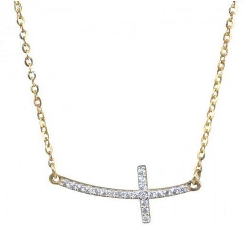 Κολιέ 1717 από Χρυσό 14Κ με Σταυρό με Ζιργκόν