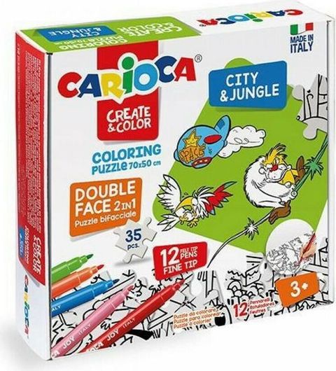 Σετ Ζωγραφικής Carioca City & Jungle Puzzle 2 σε1 70x35cm 35τμχ