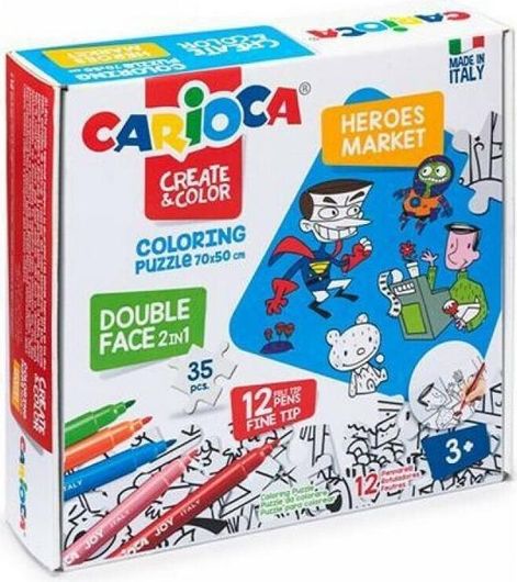 Σετ Ζωγραφικής Carioca Create & Color Heroes Market Παζλ με 12 Μαρκαδόρους