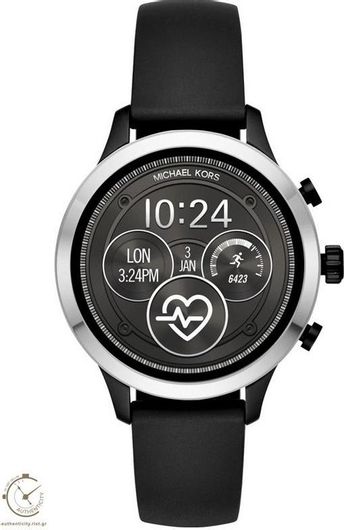 Smartwatch Michael Kors Access Runway 41mm Stainless Steel Case Silver & Silicone Strap Black