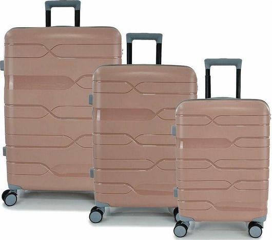 Βαλίτσες Ταξιδίου Σετ Playbags Σκληρή με 4 Ρόδες Ροζ