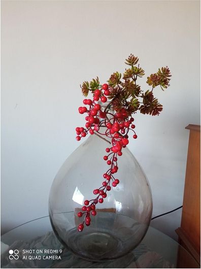 Διακοσμητικό Βάζο Νταμιτζάνα Γυάλινο Vintage με Τεχνιτά Άνθη 0.67 x 50cm. 54L