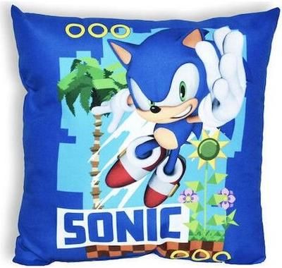 Μαξιλάρι Sega Παιδικό Διακοσμητικό Sonic Μπλε Διπλής Όψης Μ35xΥ35cm
