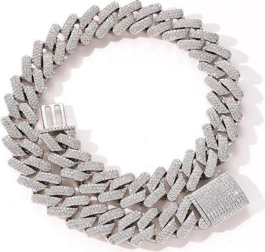 Γυναικεία Αλυσίδα Λαιμού Iced Prong Chain από Ορείχαλκο Ασημί