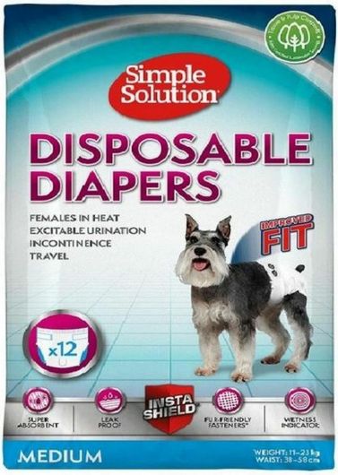Πάνα Βρακάκι Σκύλου Simple Solution Disposable Diapers Female Medium 38-58cm 12τμχ