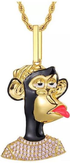 Ανδρικό Κολιέ Monkey NFT Woman Pendant από Ορείχαλκο Επιχρυσωμένο