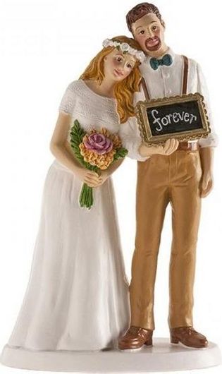 Topper Τούρτας Γάμου DeKora Νυφικό Ζευγάρι με Επιγραφή Forever 16cm