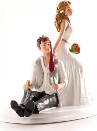 Topper Τούρτας Γάμου DeKora Νυφικό Ζευγάρι Μεθυσμένος Γαμπρός 14cm