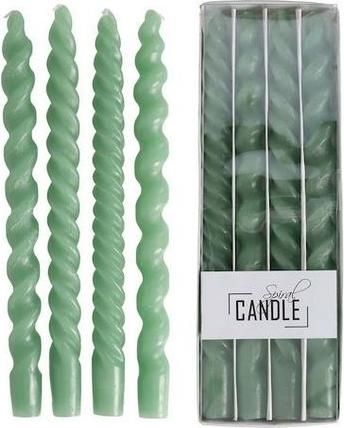 Κερί JK Home Decoration Κηροπηγίου 31cm Σετ 4τμχ Πράσινο