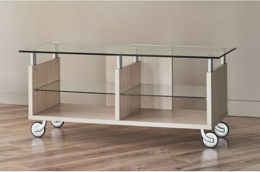 Έπιπλο Τηλεόρασης Ξύλο Δρυς & Τζάμι 100x53cm Ανοιχτό Καφέ