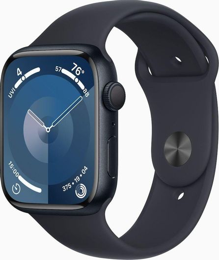 Apple Watch Series 9 Aluminium 45mm Αδιάβροχο με Παλμογράφο Midnight με Midnight Sport Band M/L