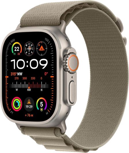 Apple Watch Ultra 2 GPS + Cellular 49mm Titanium Case & Olive Alpine Loop Medium