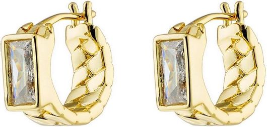 Γυναικεία Σκουλαρίκια Κρίκοι Loisir 03L15-01304 από Ατσάλι Επιχρυσωμένο με Πέτρες