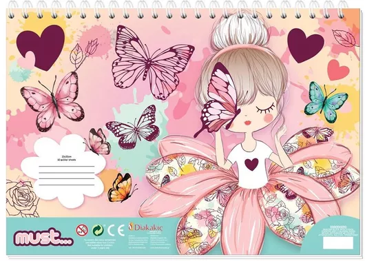 Must Μπλοκ Ζωγραφικής Κορίτσι C4 22.9x32.4cm 40 Φύλλα Τυχαία Επιλογή Σχεδίου