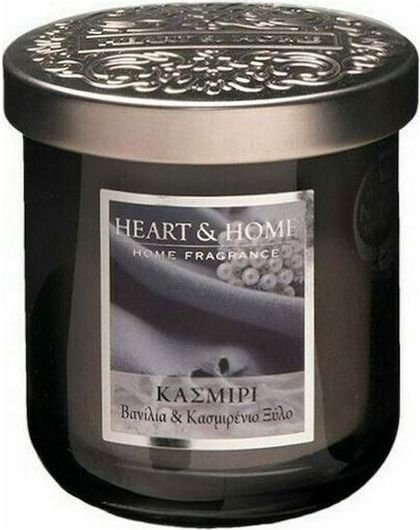 Κερί Heart & Home Αρωματικό Σόγιας σε Βάζο Βανίλια & Κασμιρένιο Ξύλο Μαύρο 340gr