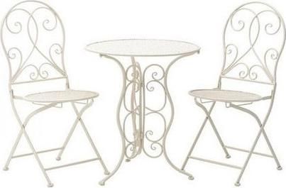 Σετ Έπιπλα Κήπου & Βεράντας Inart Σετ 3τμχ Τραπέζι με 2 Καρέκλες Μεταλλικό Εκρού