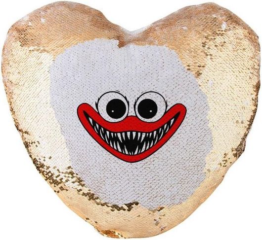 Μαξιλάρι Καναπέ Huggy Wuggy Καρδιά Μαγικό Χρυσό με Πούλιες 40x40cm