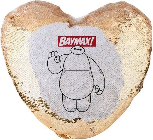 Μαξιλάρι Καναπέ Baymax Hi Καρδιά Μαγικό Χρυσό με Πούλιες 40x40cm