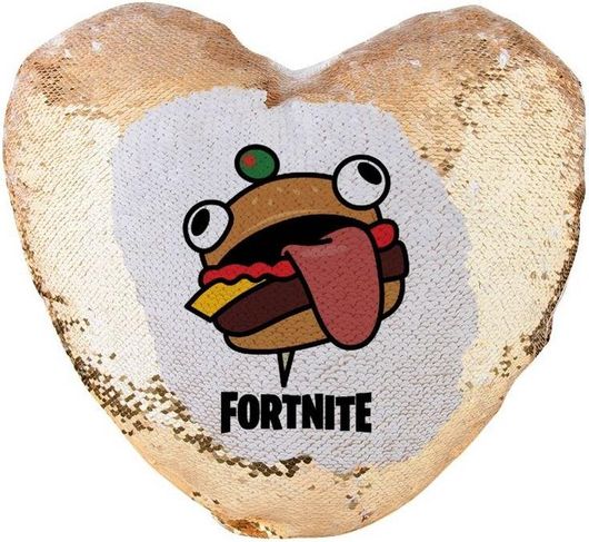 Μαξιλάρι Καναπέ Fortnite Durr Burger Καρδιά Μαγικό Χρυσό με Πούλιες 40x40cm