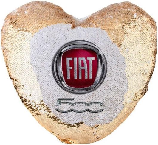 Μαξιλάρι Καναπέ Fiat 500 Καρδιά Μαγικό Χρυσό με Πούλιες 40x40cm