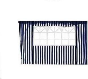 Τοίχος Πλαϊνός Μπλε Ριγέ Λευκό με Παράθυρο