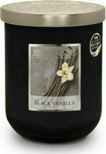 Αρωματικό Κερί Heart & Home Σόγιας σε Βάζο Μαύρη Βανίλια Μεσαίο 115gr