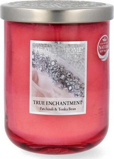 Αρωματικό Κερί Heart & Home Σόγιας σε Βάζο Αληθινή Γοητεία Κόκκινο Μεγάλο με Διπλό Φυτίλι 340gr