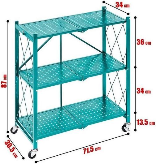 Ραφιέρα Κήπου Μεταλλική με 3 Ράφια 71.5x34x87cm Μπλε