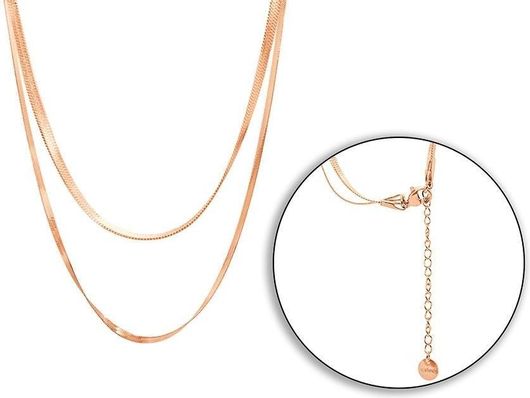 Αλυσίδα Λαιμού Ατσάλινη Διπλή Φίδι 40cm Ροζ Χρυσό