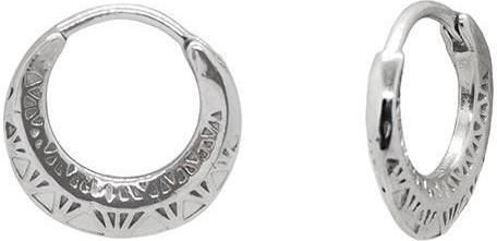 Σκουλαρίκια Κρίκοι Ατσάλινα με Σχέδιο Tribal 12mm Ασημί