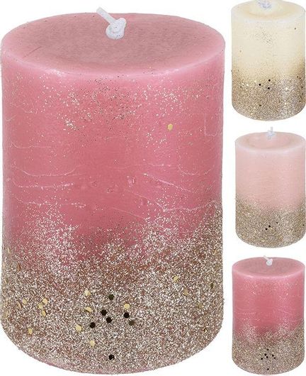 Κερί Sparkle 7x7xΥ9cm Τυχαία Επιλογή Χρώματος