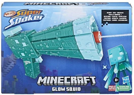 Nerf Hasbro Εκτοξευτής Minecraft Glow Squid Super Soaker για 8+ Ετών