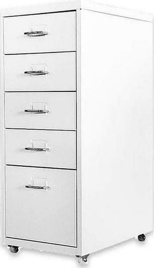 Συρταριέρα Γραφείου Next Μεταλλική με Ροδάκια & 5 Συρτάρια Λευκό 41x28x69cm