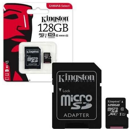 Kingston Canvas Select microSDXC 128GB Class 10 U1 UHS-I με αντάπτορα