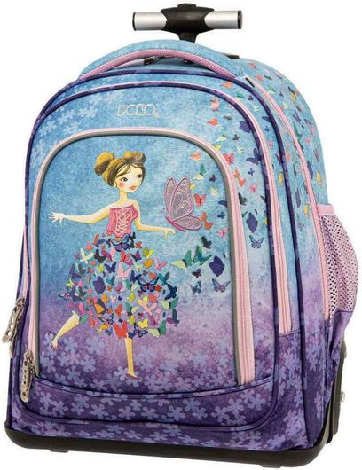 Σχολική Τσάντα Τρόλεϊ Δημοτικού Polo Rolling Multi Butterflies Viole Πολύχρωμο