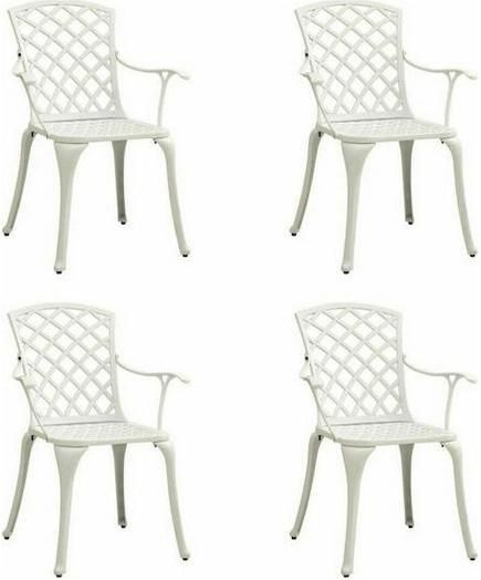 Καρέκλα Εξωτερικού Χώρου vidaXL 313303 Αλουμινίου 4τμχ 61x60x93cm Λευκό