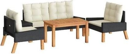 Σετ Σαλονιού Εξωτερικού Χώρου vidaXL με Μαξιλάρια Μαύρο 4τμχ