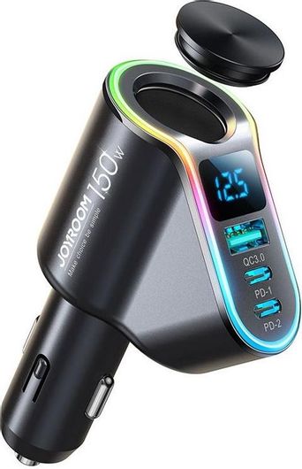 Φορτιστής Αναπτήρα Αυτοκινήτου Joyroom JR-CL21 4in1 USB-A QC3.0 / 2xUSB-C PD 150W Μαύρο