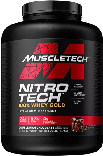 MuscleTech Nitro Tech 100% Whey Gold Πρωτεΐνη Ορού Γάλακτος Χωρίς Γλουτένη με Γεύση Double Rich Chocolate 2.27kg