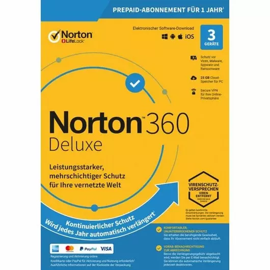Antivirus Norton 360 Deluxe για 3 Συσκευές και 1 Έτος Χρήσης (Ηλεκτρονική Άδεια)