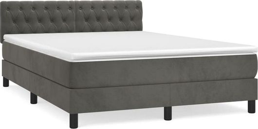 Κρεβάτι vidaXL 3141480 Boxspring με Στρώμα Σκούρο Γκρι 140x190cm Βελούδινο Μονό